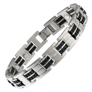 Executive Stainless/Rubber Magnetic Bracelet