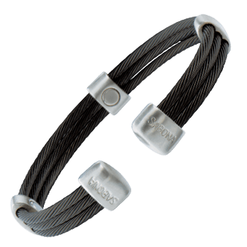 Trio Cable Black/Satin Stainless Magnetic Wristband 
