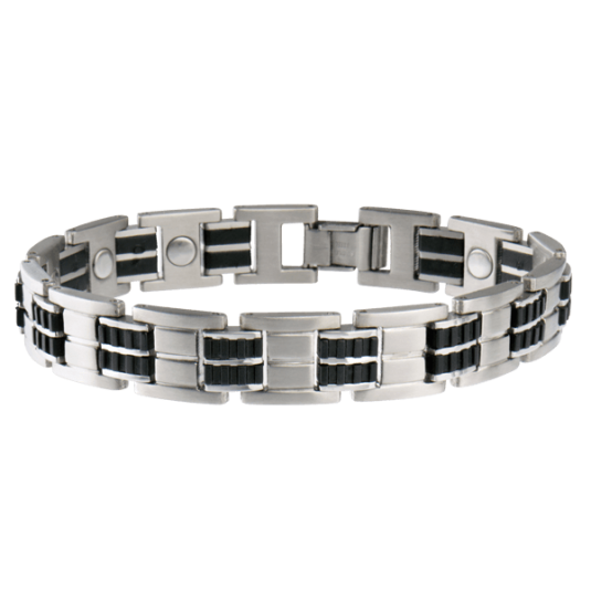 Executive Stainless/Rubber Magnetic Bracelet
