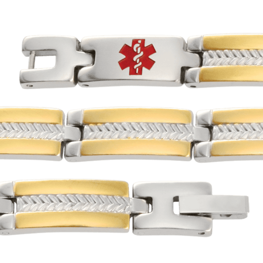 Two-Tone My Conditions Medical ID Bracelet, straight